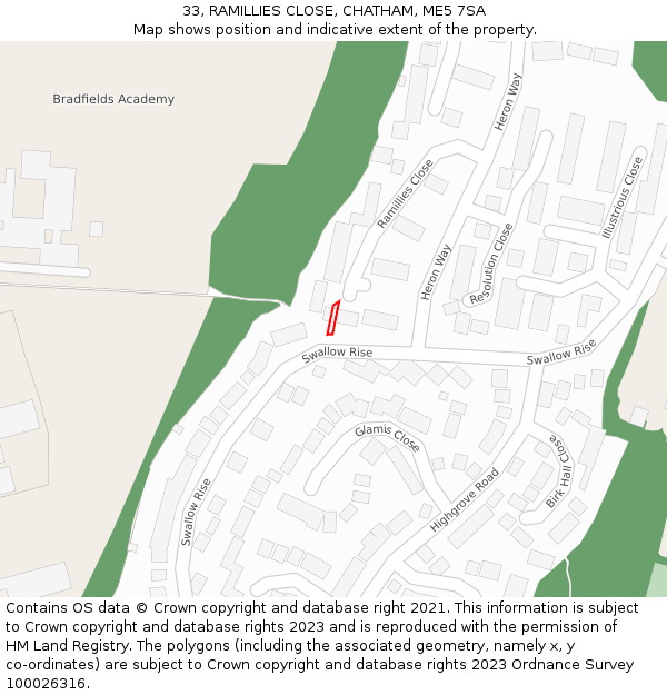 33, RAMILLIES CLOSE, CHATHAM, ME5 7SA: Location map and indicative extent of plot