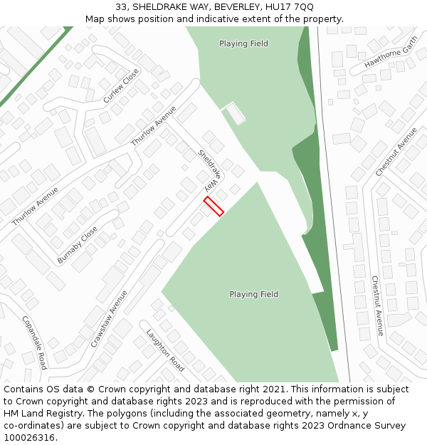 33, SHELDRAKE WAY, BEVERLEY, HU17 7QQ: Location map and indicative extent of plot