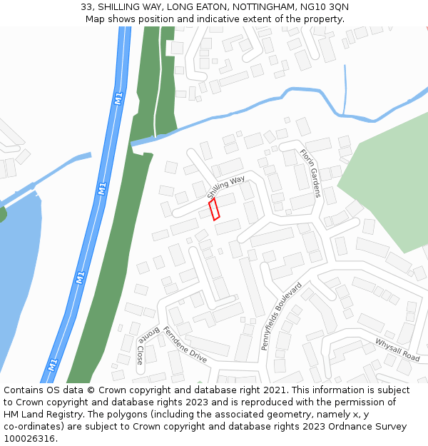 33, SHILLING WAY, LONG EATON, NOTTINGHAM, NG10 3QN: Location map and indicative extent of plot