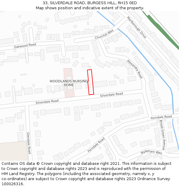 33, SILVERDALE ROAD, BURGESS HILL, RH15 0ED: Location map and indicative extent of plot