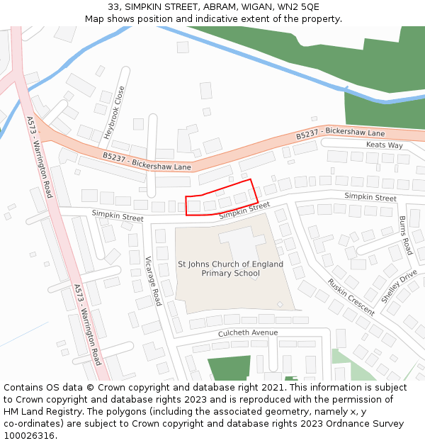 33, SIMPKIN STREET, ABRAM, WIGAN, WN2 5QE: Location map and indicative extent of plot