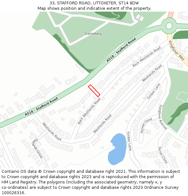 33, STAFFORD ROAD, UTTOXETER, ST14 8DW: Location map and indicative extent of plot