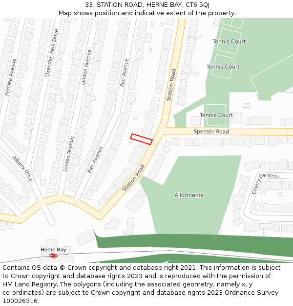 33, STATION ROAD, HERNE BAY, CT6 5QJ: Location map and indicative extent of plot