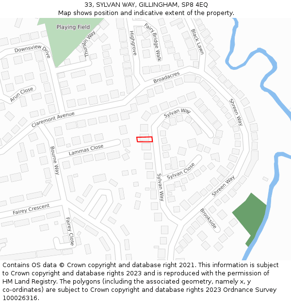 33, SYLVAN WAY, GILLINGHAM, SP8 4EQ: Location map and indicative extent of plot
