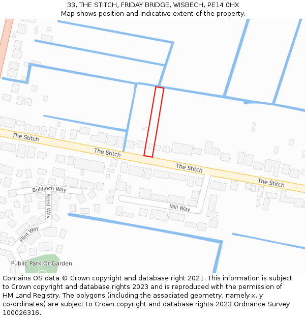 33, THE STITCH, FRIDAY BRIDGE, WISBECH, PE14 0HX: Location map and indicative extent of plot