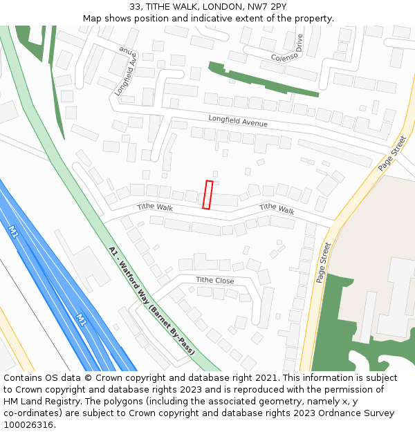 33, TITHE WALK, LONDON, NW7 2PY: Location map and indicative extent of plot