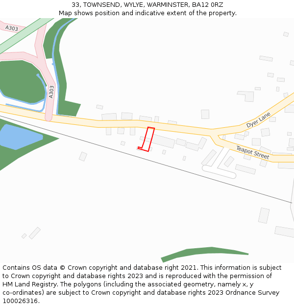 33, TOWNSEND, WYLYE, WARMINSTER, BA12 0RZ: Location map and indicative extent of plot