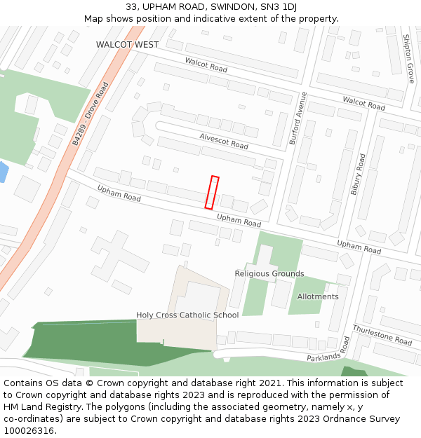 33, UPHAM ROAD, SWINDON, SN3 1DJ: Location map and indicative extent of plot