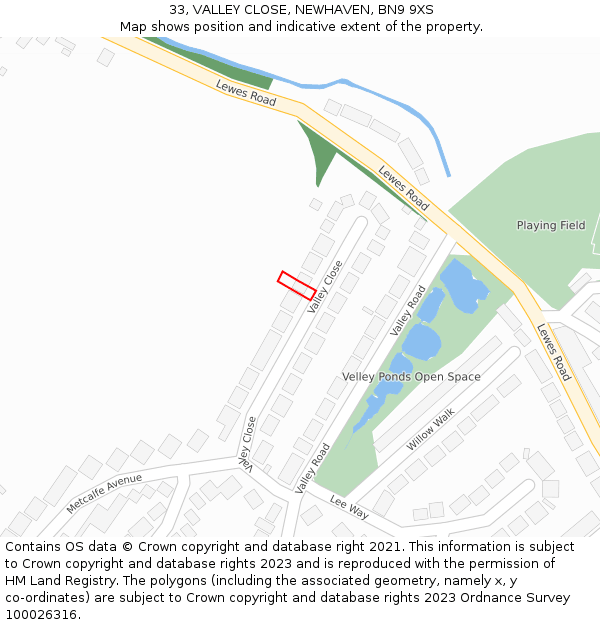 33, VALLEY CLOSE, NEWHAVEN, BN9 9XS: Location map and indicative extent of plot