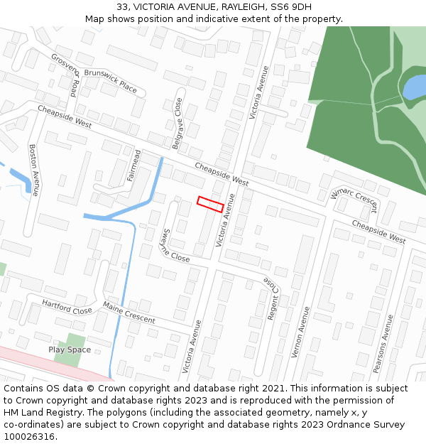 33, VICTORIA AVENUE, RAYLEIGH, SS6 9DH: Location map and indicative extent of plot