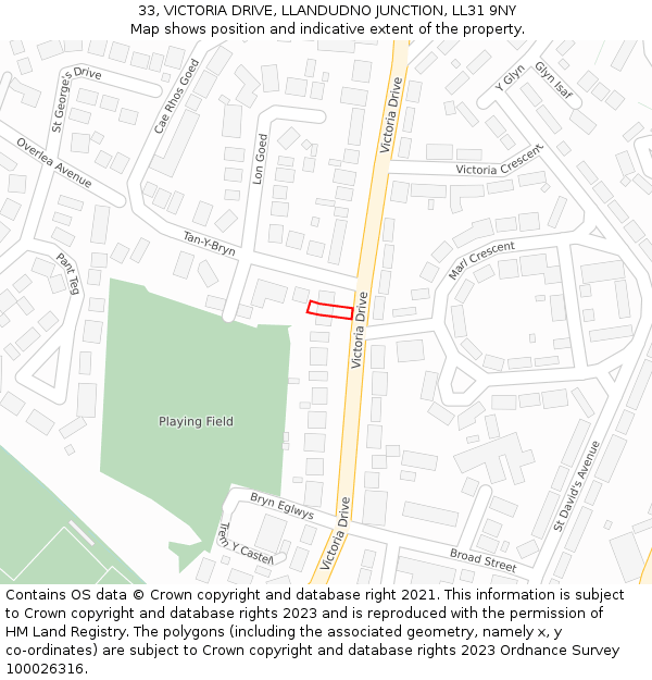 33, VICTORIA DRIVE, LLANDUDNO JUNCTION, LL31 9NY: Location map and indicative extent of plot