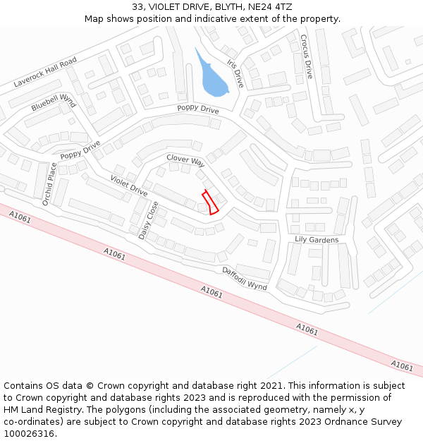33, VIOLET DRIVE, BLYTH, NE24 4TZ: Location map and indicative extent of plot