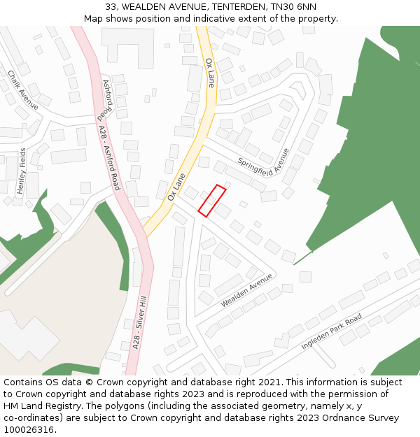 33, WEALDEN AVENUE, TENTERDEN, TN30 6NN: Location map and indicative extent of plot