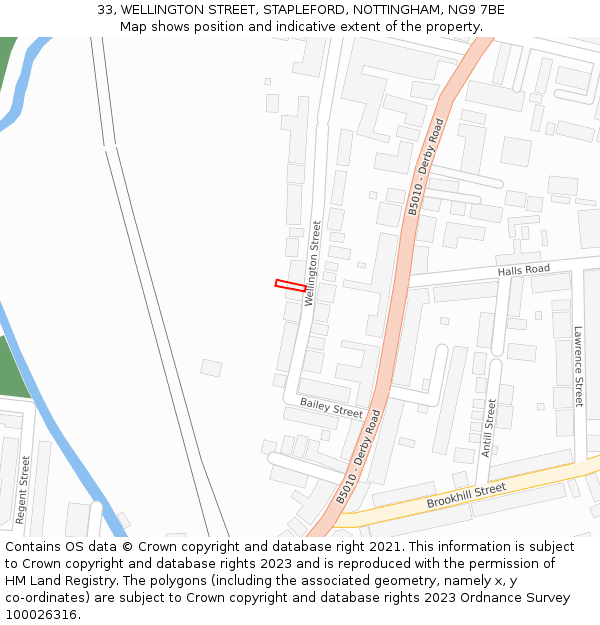 33, WELLINGTON STREET, STAPLEFORD, NOTTINGHAM, NG9 7BE: Location map and indicative extent of plot