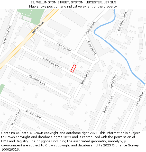 33, WELLINGTON STREET, SYSTON, LEICESTER, LE7 2LG: Location map and indicative extent of plot