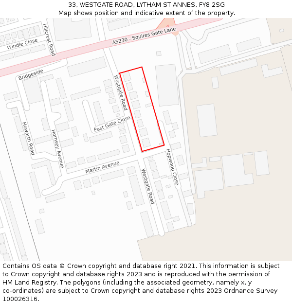 33, WESTGATE ROAD, LYTHAM ST ANNES, FY8 2SG: Location map and indicative extent of plot