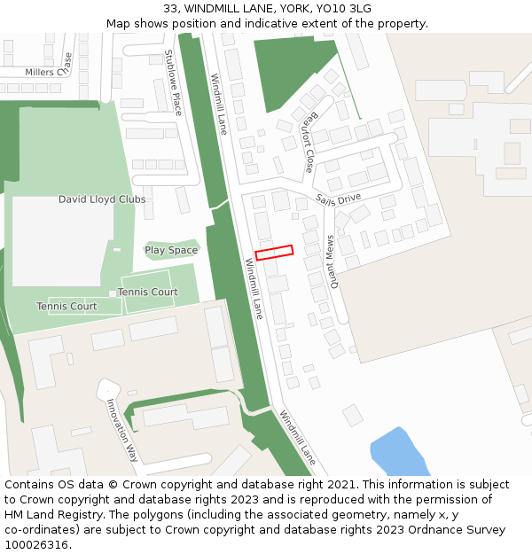 33, WINDMILL LANE, YORK, YO10 3LG: Location map and indicative extent of plot