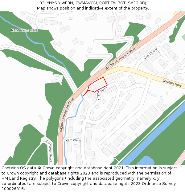 33, YNYS Y WERN, CWMAVON, PORT TALBOT, SA12 9DJ: Location map and indicative extent of plot