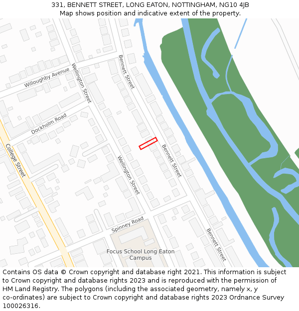 331, BENNETT STREET, LONG EATON, NOTTINGHAM, NG10 4JB: Location map and indicative extent of plot