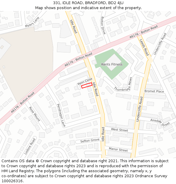 331, IDLE ROAD, BRADFORD, BD2 4JU: Location map and indicative extent of plot