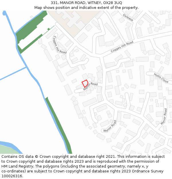 331, MANOR ROAD, WITNEY, OX28 3UQ: Location map and indicative extent of plot