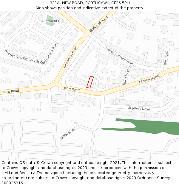 331A, NEW ROAD, PORTHCAWL, CF36 5PH: Location map and indicative extent of plot