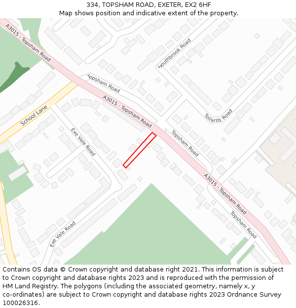 334, TOPSHAM ROAD, EXETER, EX2 6HF: Location map and indicative extent of plot