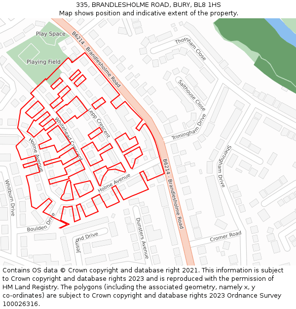 335, BRANDLESHOLME ROAD, BURY, BL8 1HS: Location map and indicative extent of plot