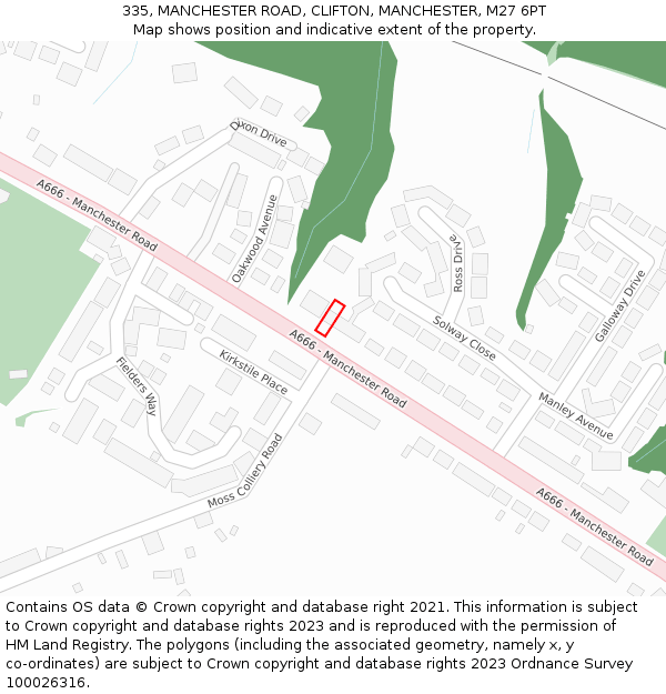 335, MANCHESTER ROAD, CLIFTON, MANCHESTER, M27 6PT: Location map and indicative extent of plot