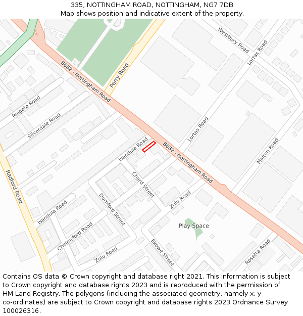 335, NOTTINGHAM ROAD, NOTTINGHAM, NG7 7DB: Location map and indicative extent of plot