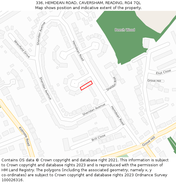 336, HEMDEAN ROAD, CAVERSHAM, READING, RG4 7QL: Location map and indicative extent of plot