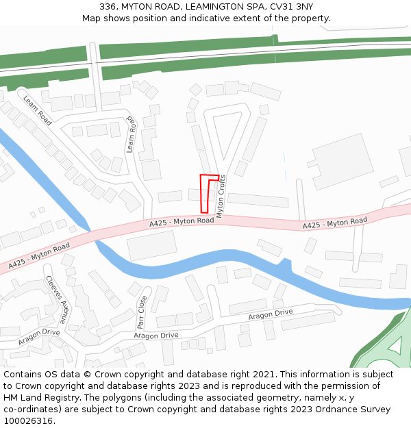 336, MYTON ROAD, LEAMINGTON SPA, CV31 3NY: Location map and indicative extent of plot