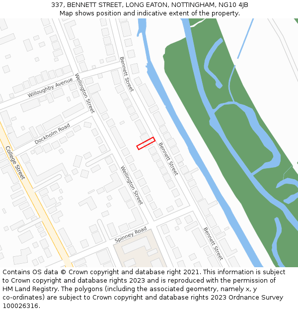 337, BENNETT STREET, LONG EATON, NOTTINGHAM, NG10 4JB: Location map and indicative extent of plot