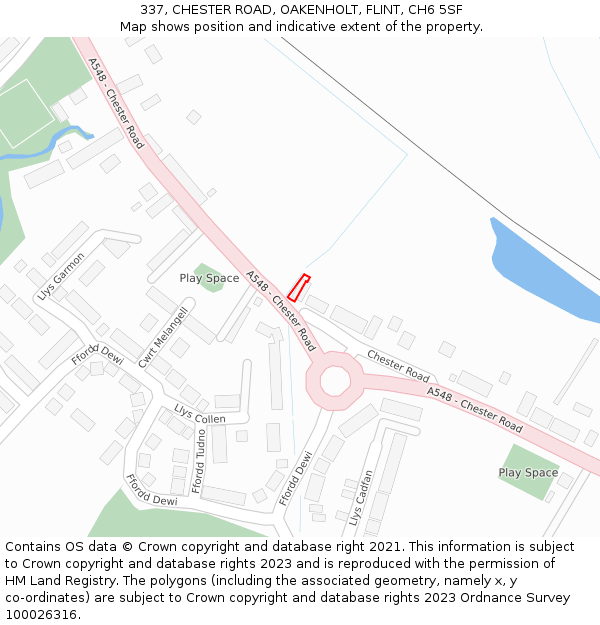 337, CHESTER ROAD, OAKENHOLT, FLINT, CH6 5SF: Location map and indicative extent of plot