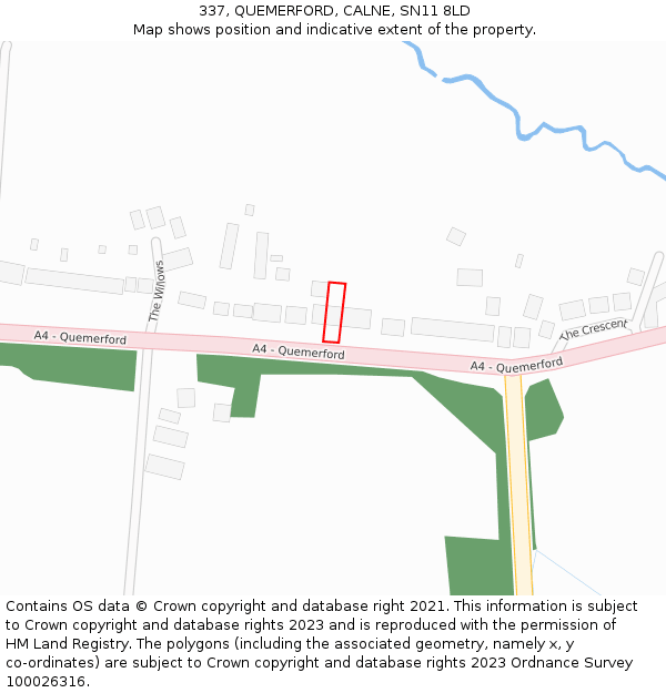 337, QUEMERFORD, CALNE, SN11 8LD: Location map and indicative extent of plot