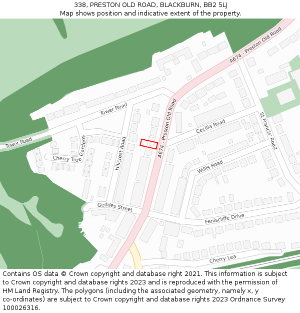 338, PRESTON OLD ROAD, BLACKBURN, BB2 5LJ: Location map and indicative extent of plot