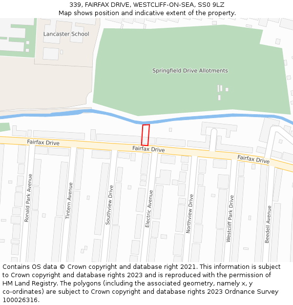 339, FAIRFAX DRIVE, WESTCLIFF-ON-SEA, SS0 9LZ: Location map and indicative extent of plot