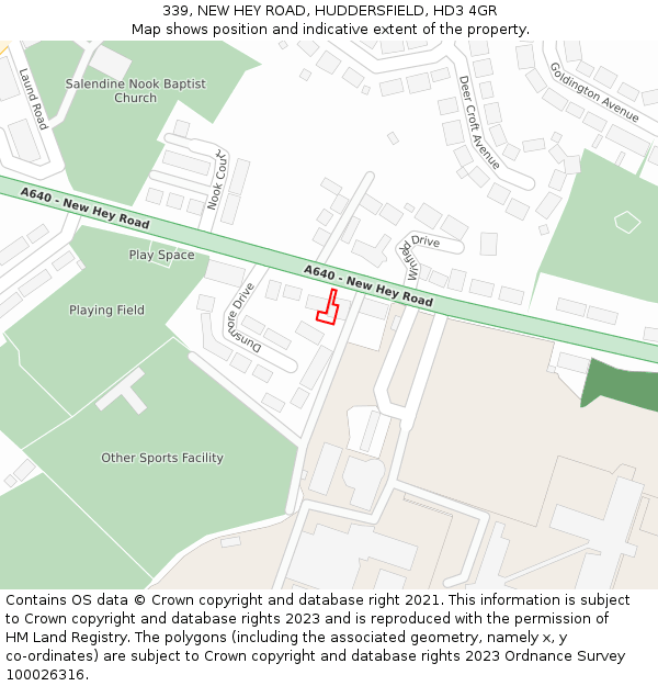 339, NEW HEY ROAD, HUDDERSFIELD, HD3 4GR: Location map and indicative extent of plot