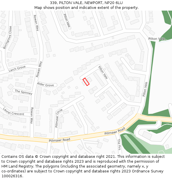 339, PILTON VALE, NEWPORT, NP20 6LU: Location map and indicative extent of plot