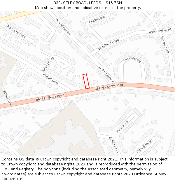 339, SELBY ROAD, LEEDS, LS15 7SN: Location map and indicative extent of plot