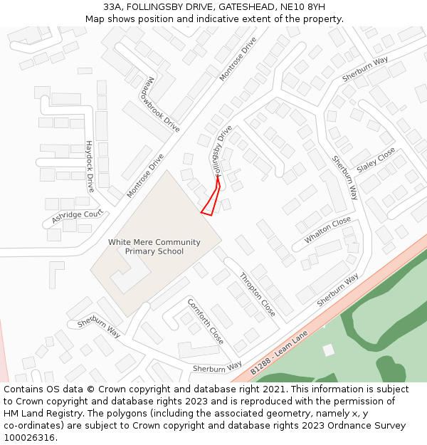 33A, FOLLINGSBY DRIVE, GATESHEAD, NE10 8YH: Location map and indicative extent of plot