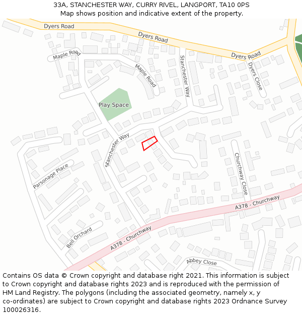 33A, STANCHESTER WAY, CURRY RIVEL, LANGPORT, TA10 0PS: Location map and indicative extent of plot