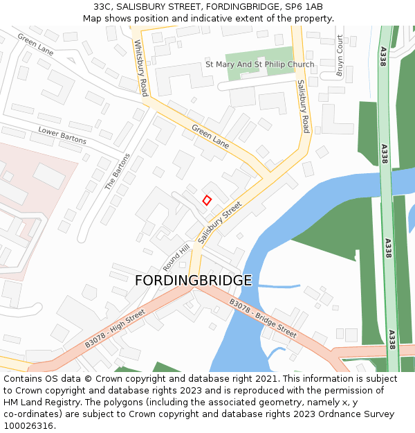 33C, SALISBURY STREET, FORDINGBRIDGE, SP6 1AB: Location map and indicative extent of plot