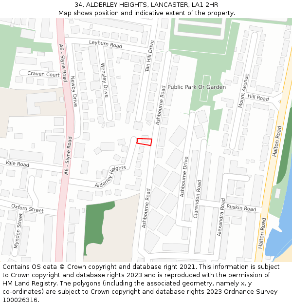 34, ALDERLEY HEIGHTS, LANCASTER, LA1 2HR: Location map and indicative extent of plot