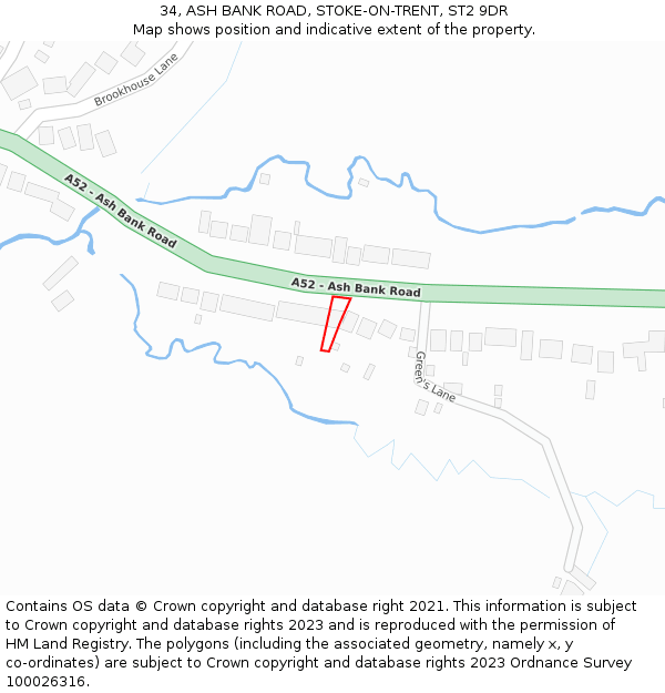 34, ASH BANK ROAD, STOKE-ON-TRENT, ST2 9DR: Location map and indicative extent of plot