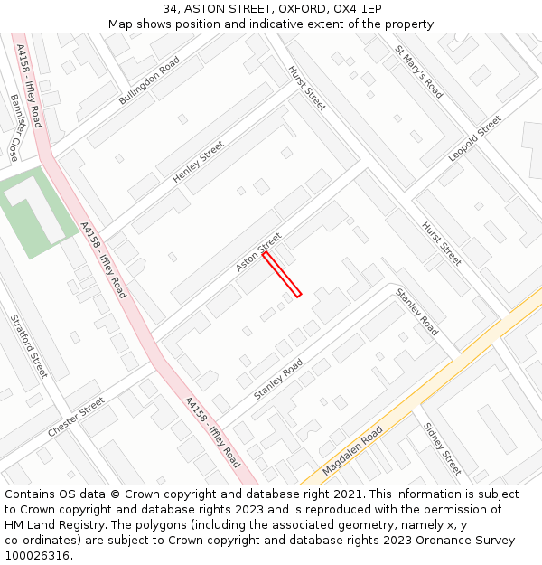 34, ASTON STREET, OXFORD, OX4 1EP: Location map and indicative extent of plot