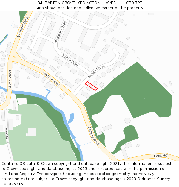 34, BARTON GROVE, KEDINGTON, HAVERHILL, CB9 7PT: Location map and indicative extent of plot