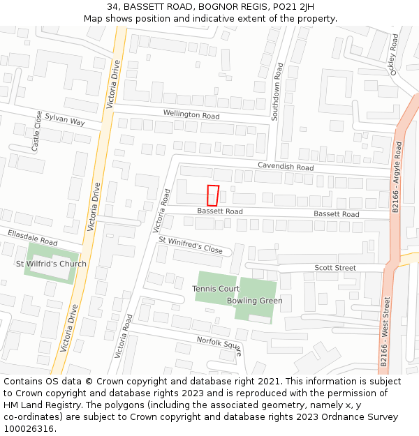 34, BASSETT ROAD, BOGNOR REGIS, PO21 2JH: Location map and indicative extent of plot