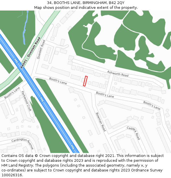 34, BOOTHS LANE, BIRMINGHAM, B42 2QY: Location map and indicative extent of plot