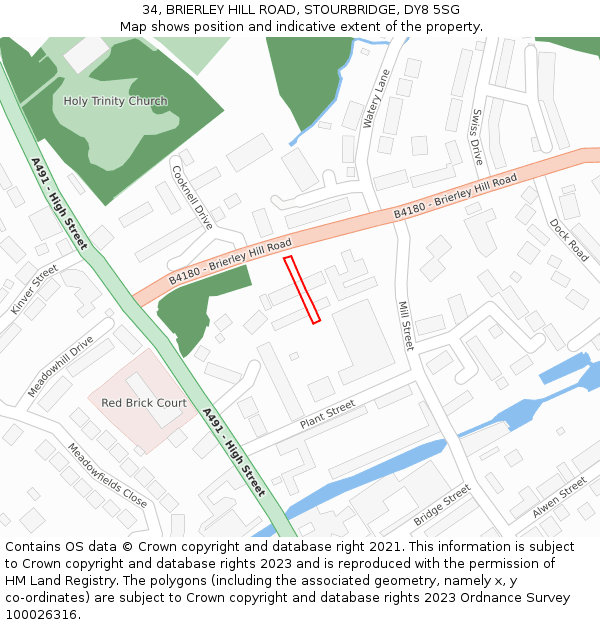 34, BRIERLEY HILL ROAD, STOURBRIDGE, DY8 5SG: Location map and indicative extent of plot